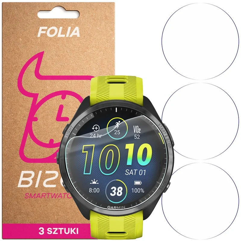 Schutzfolie für den Bildschirm für Garmin Forerunner 965, Bizon Watch HydroFlex, 3 Stück