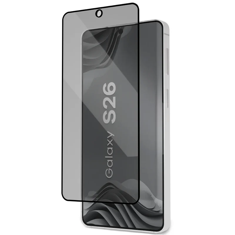 Gehärtetes Glas mit Privatschutzfilter und Applikationsrahmen für Galaxy S26, Bizon Glass Aplikator Shadow, 2 Sets