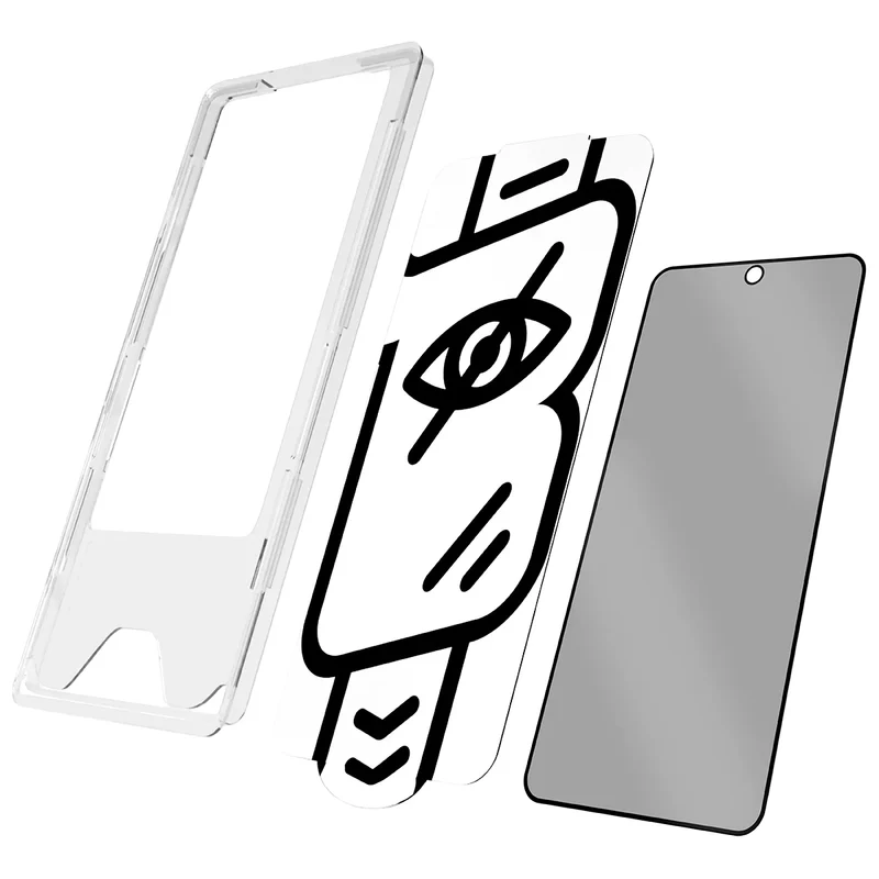 Gehärtetes Glas mit Privatschutzfilter und Applikationsrahmen für Galaxy S26, Bizon Glass Aplikator Shadow, 2 Sets