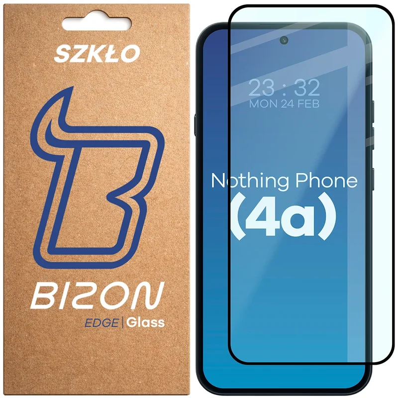 Gehärtetes Glas für Nothing Phone (4a), Bizon Glass Edge, Schwarzer Rahmen
