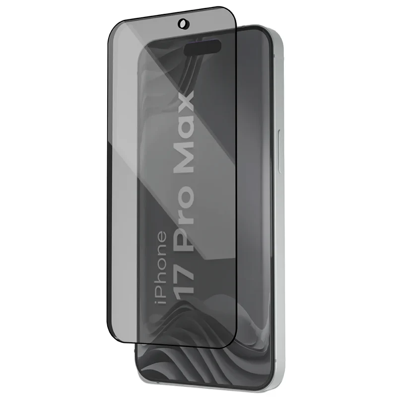 Gehärtetes Glas mit Privatschutzfilter und Applikationsrahmen für iPhone 17 Pro Max, Bizon Glass Aplikator Shadow, 1 Set