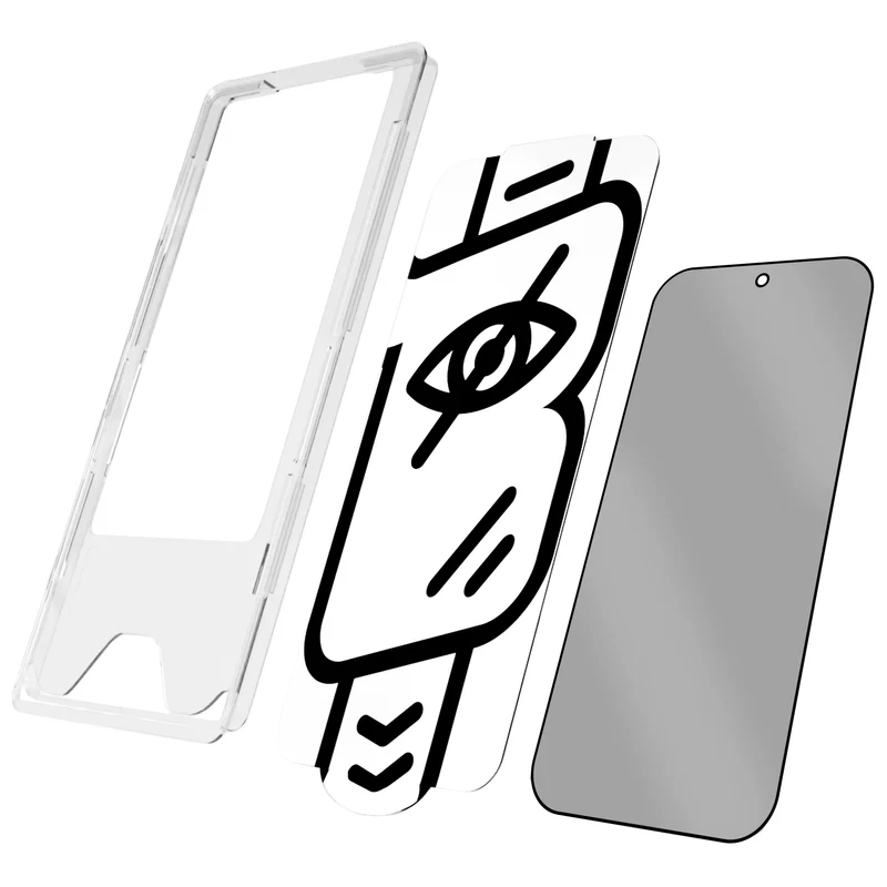 Gehärtetes Glas mit Privatschutzfilter und Applikationsrahmen für Xiaomi 17, Bizon Glass Aplikator Shadow, 2 Sets