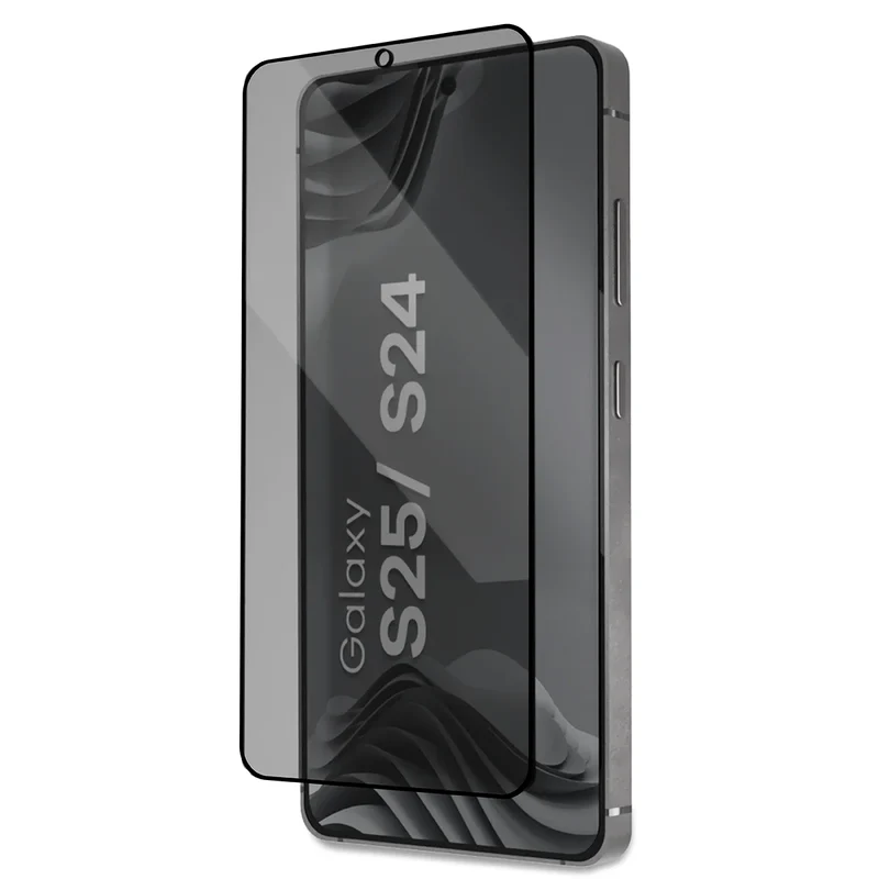 Gehärtetes Glas mit Privatschutzfilter und Applikationsrahmen für Galaxy S25 / S24, Bizon Glass Aplikator Shadow, 2 Sets