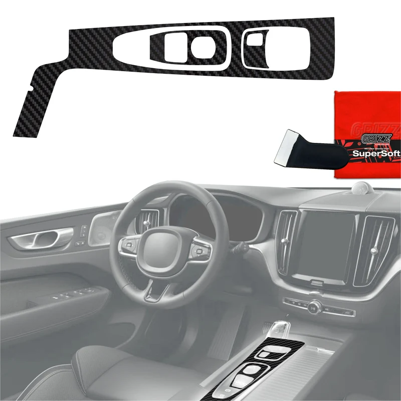 3in1 Schutzfolien Grizz Protector für Mittelkonsole - Volvo XC60 B5 Drive Mode (2020) Carbon Optik Matt Antifingerprint
