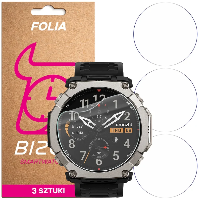Schutzfolie für den Bildschirm für Amazfit T-Rex Ultra 2, Bizon Watch HydroFlex, 3 Stück