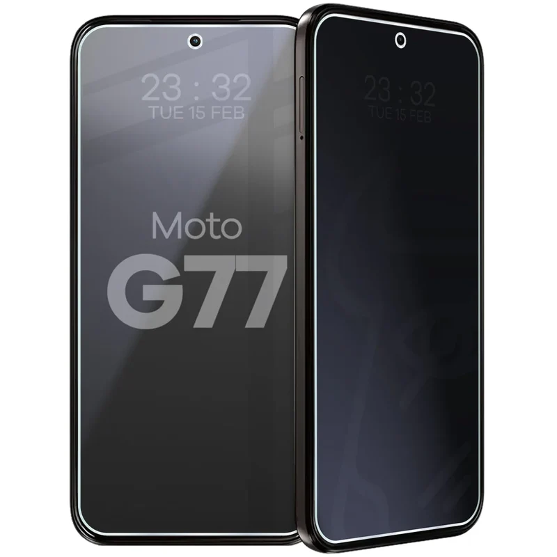 Hybridglas mit Privatschutzfilter für Motorola Moto G77 5G, Bizon Hybrid Shadow, Matt