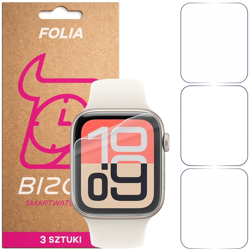 Schutzfolie für den Bildschirm für Apple Watch 4/5/6/7/8/9/SE/SE 2/SE3 44 / 45 mm, Bizon Watch HydroFlex, 3 Stück