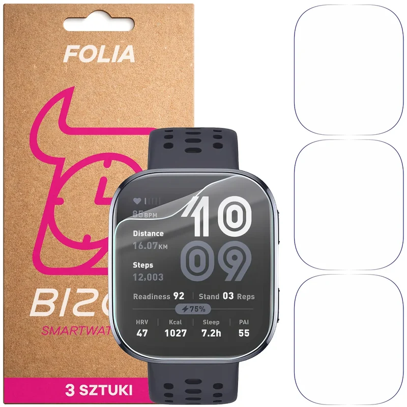 Schutzfolie für den Bildschirm für Amazfit Bip 6, Bizon Watch HydroFlex, 3 Stück