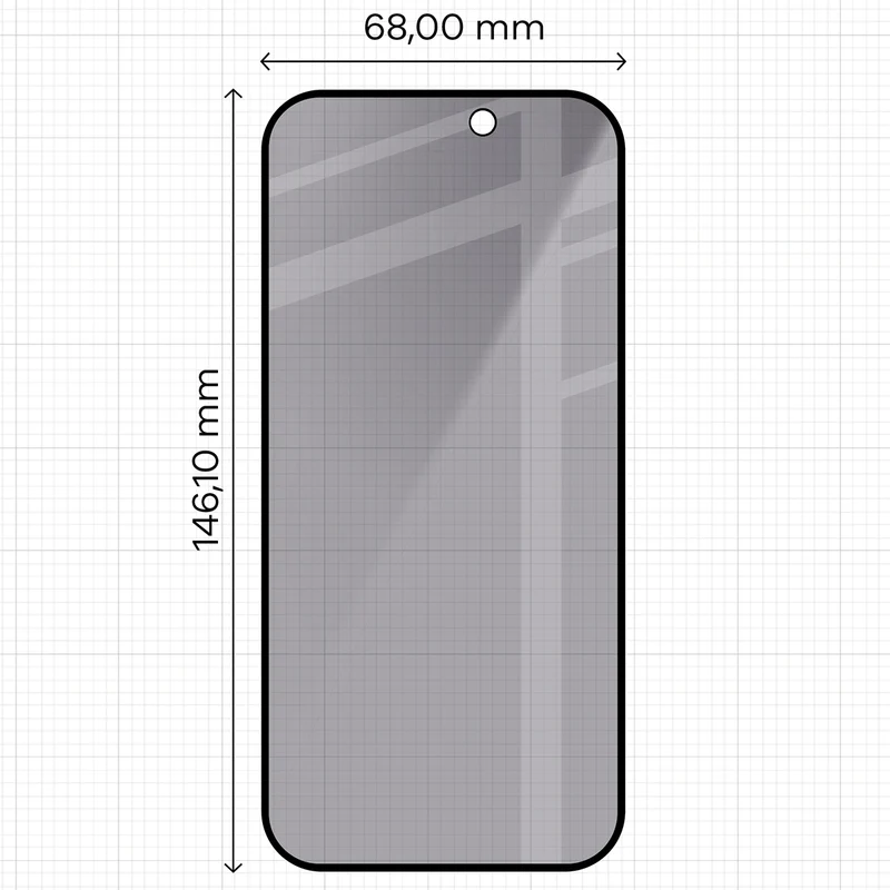 Gehärtetes Glas mit Privatschutzfilter und Applikationsrahmen für iPhone 16 Pro / 17, Bizon Glass Aplikator Shadow, 2 Sets