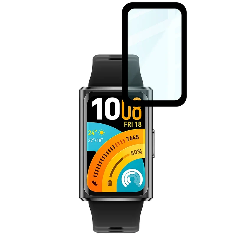 Hybrides Glas für Huawei Band 11 Pro, Bizon Glass Watch Edge Hybrid, Schwarz