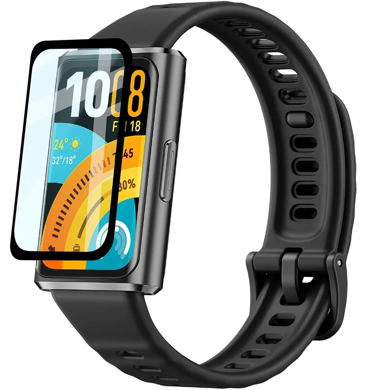 Hybrides Glas für Huawei Band 11 Pro, Bizon Glass Watch Edge Hybrid, Schwarz