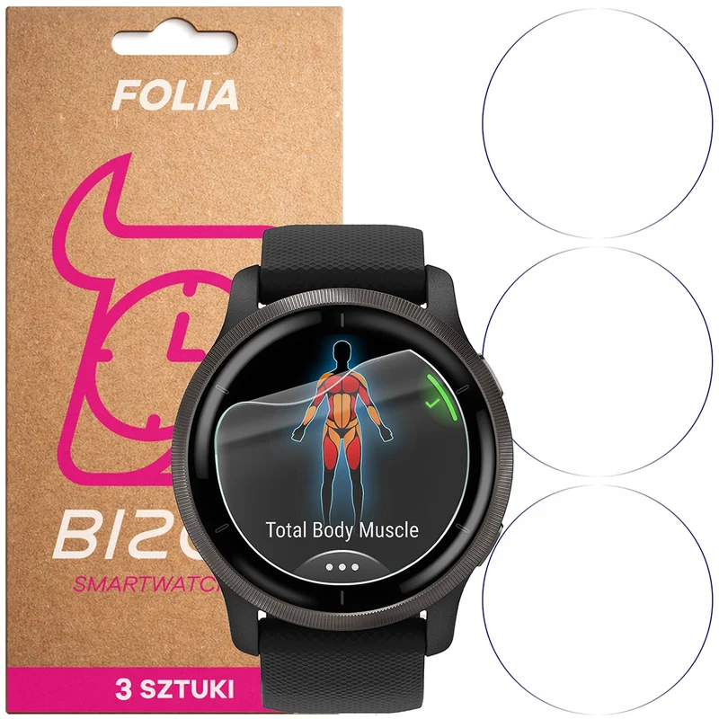 Schutzfolie für den Bildschirm für Garmin Venu 2, Bizon Watch HydroFlex, 3 Stück
