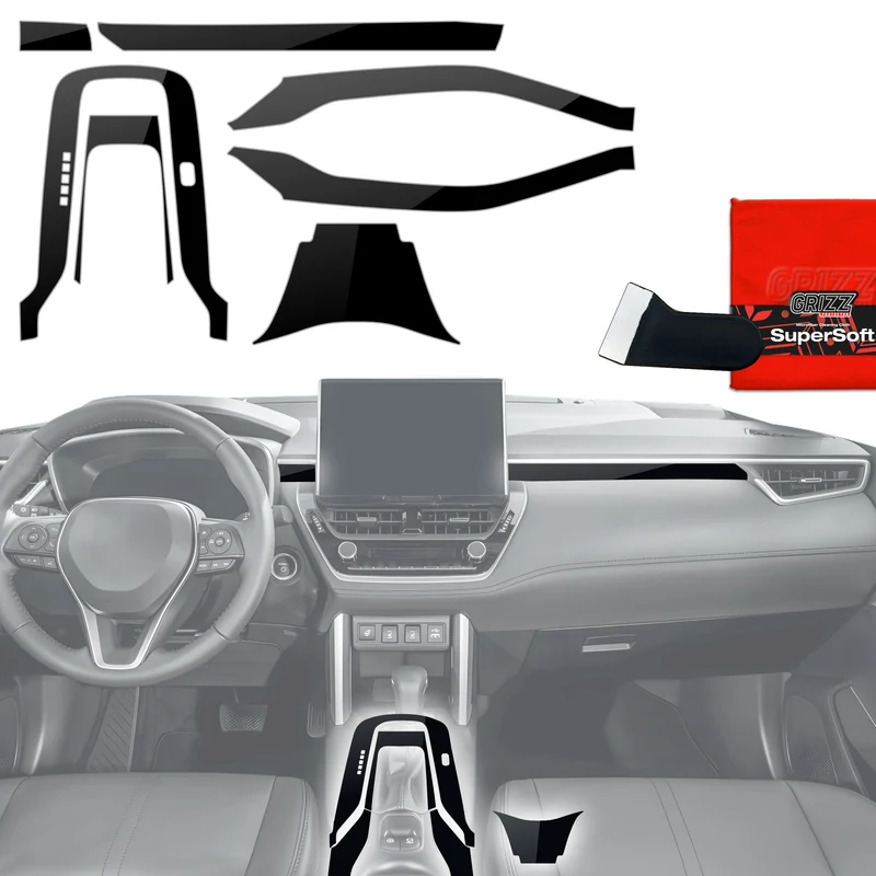7in1 Schutzfolien Grizz Protector für Mittelkonsole - Toyota Corolla (2019-2026) Schwarz Glanz