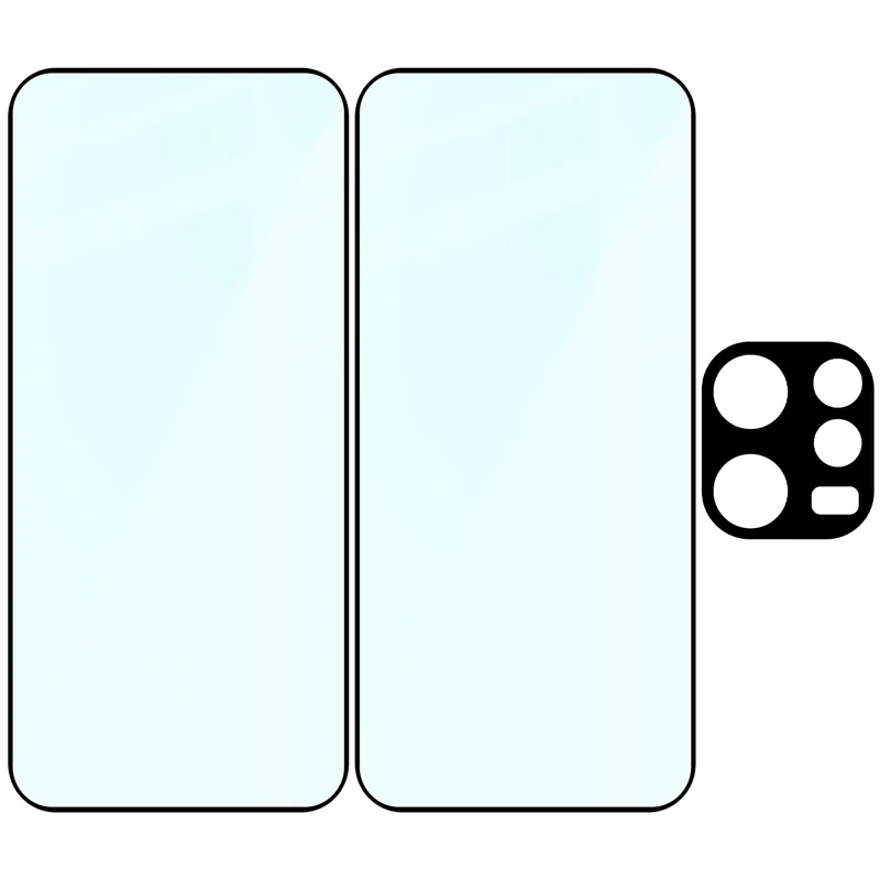 Gehärtetes Glas - 2 Stück + Kameraschutz für Oppo Reno 15 F / FS, Bizon Glass Edge Pack, Schwarz