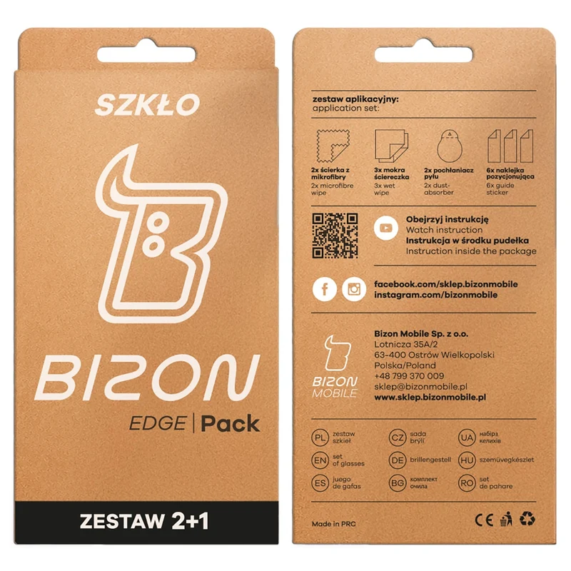 Gehärtetes Glas - 2 Stück + Kameraschutz für Oppo Reno 15 F / FS, Bizon Glass Edge Pack, Schwarz