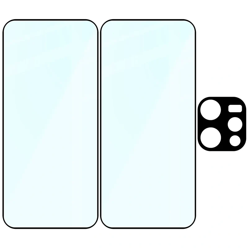 Gehärtetes Glas - 2 Stück + Kameraschutz für Oppo Reno 15, Bizon Glass Edge Pack, Schwarz
