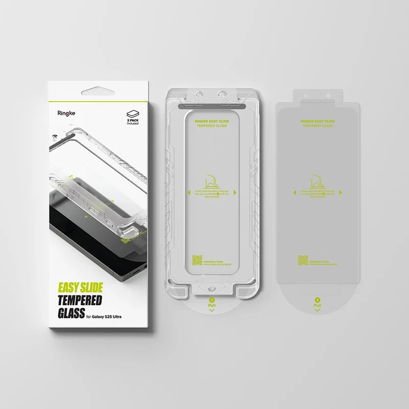 Gehärtetes Bildschirmglas mit Applikator für Samsung Galaxy S25 Ultra, Ringke Easy Slide, Transparent, 2 Stück