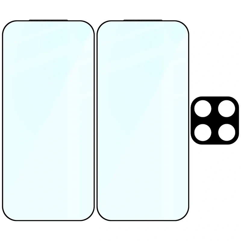 Gehärtetes Glas - 2 Stück + Kameraschutz für Xiaomi 17, Bizon Glass Edge Pack, Schwarz
