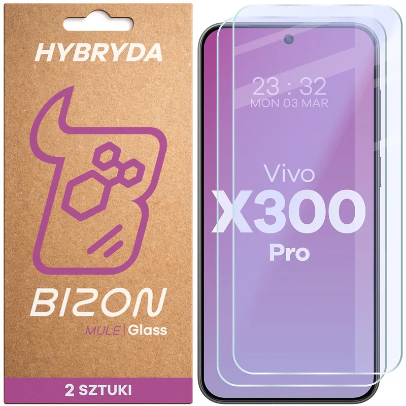 Flexibles Hybridglas für Vivo X300 Pro, Bizon Hybrid Mule Duo, 2 Stück