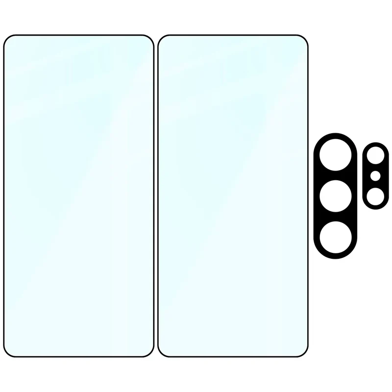 Gehärtetes Glas - 2 Stück + Kameraschutz für Galaxy S26 Ultra, Bizon Glass Edge Pack, Schwarz