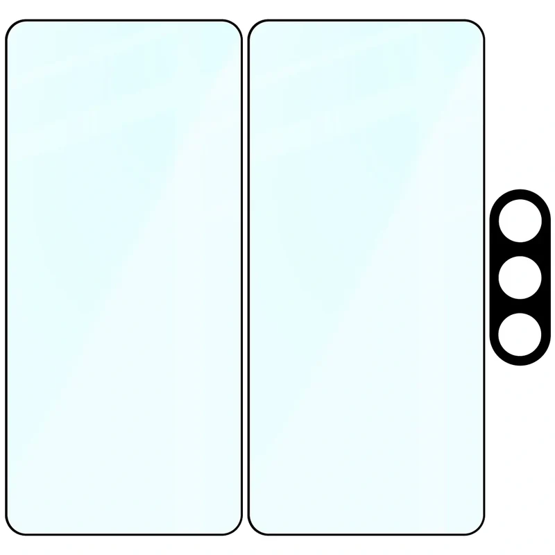 Gehärtetes Glas - 2 Stück + Kameraschutz für Galaxy S26 Plus, Bizon Glass Edge Pack, Schwarz