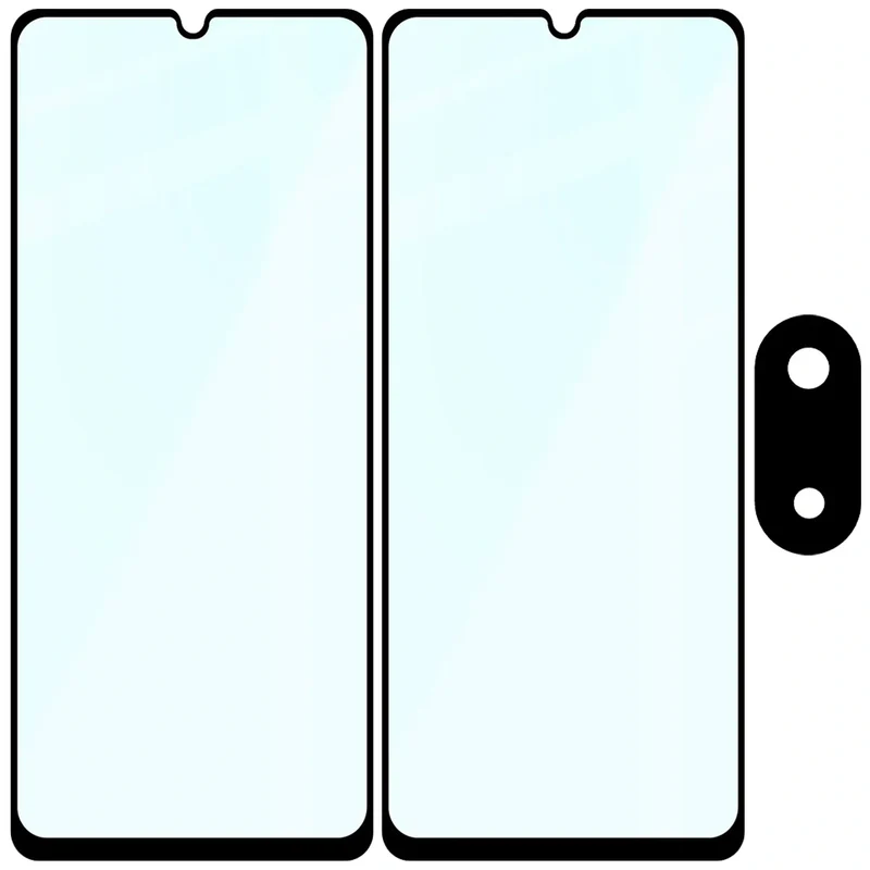 Gehärtetes Glas - 2 Stück + Kameraschutz für Galaxy A07 4G, Bizon Glass Edge Pack, Schwarz
