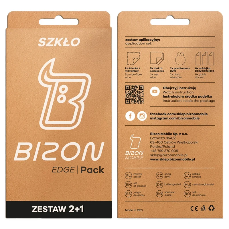 Gehärtetes Glas - 2 Stück + Kameraschutz für Honor Magic8 Lite, Bizon Glass Edge Pack, Schwarz