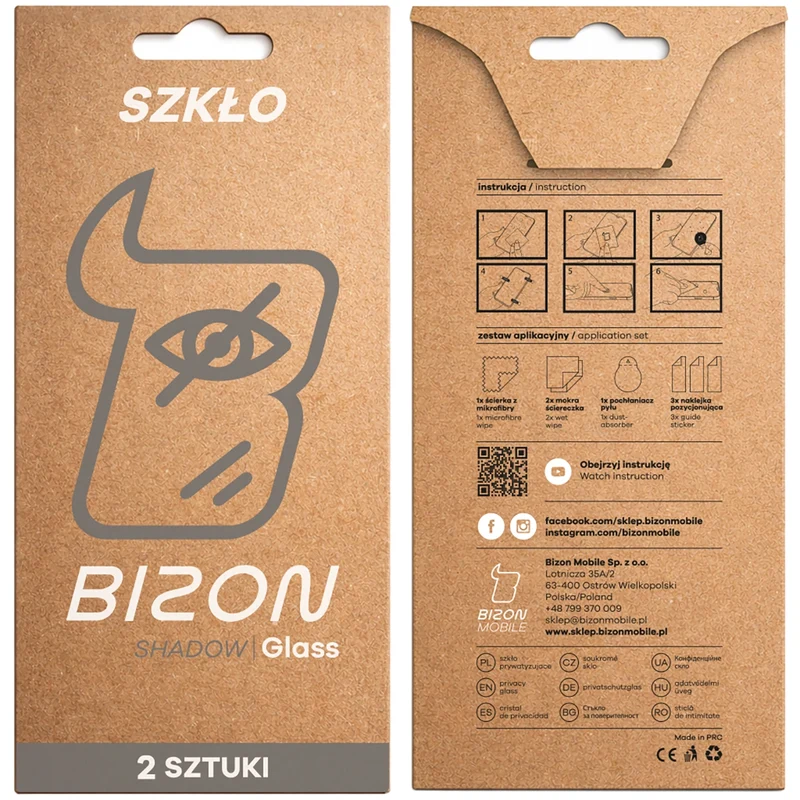 Gehärtetes Glas mit Privatschutzfilter für Galaxy S26 Ultra, Bizon Glass Clear Shadow Duo, getönt, 2 Stück