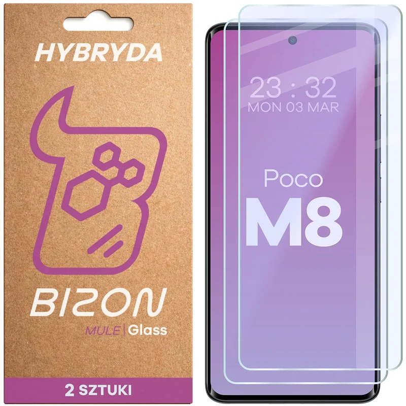 Flexibles Hybridglas für Xiaomi POCO M8 5G, Bizon Hybrid Mule Duo, 2 Stück