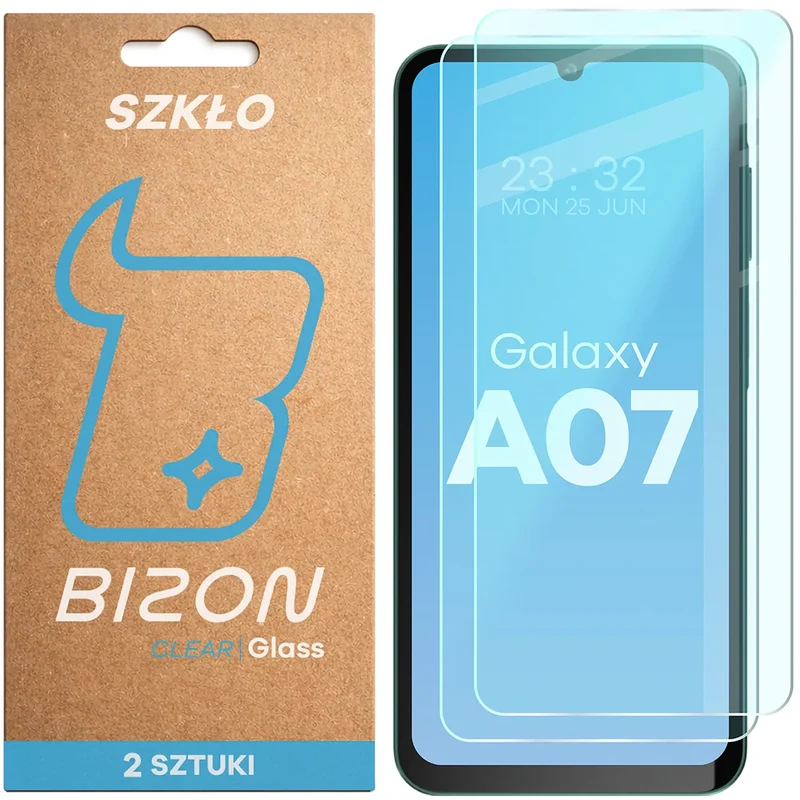 Gehärtetes Glas für Galaxy A07 4G / 5G, Bizon Glass Clear Duo, 2 Stück
