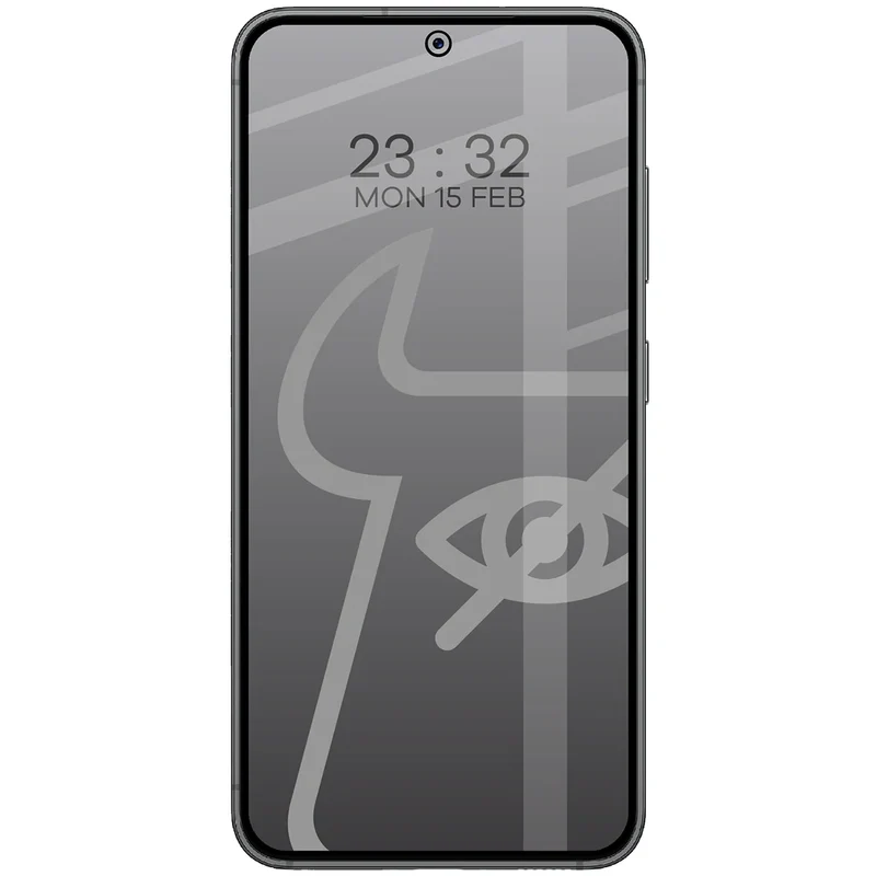 Gehärtetes Glas mit Privatschutzfilter für Galaxy S23, Bizon Glass Edge Shadow Duo, getönt mit schwarzer Rahmen, 2 Stück