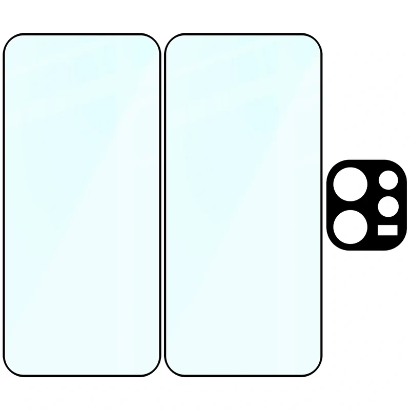 Gehärtetes Glas - 2 Stück + Kameraschutz für Oppo Reno 15 Pro, Bizon Glass Edge Pack, Schwarz