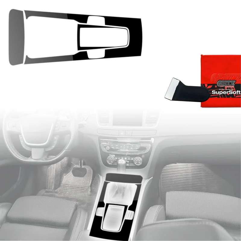 3in1 Schutzfolien Grizz Protector für Mittelkonsole - Peugeot 508 Manual (2010-2018) Schwarz Glanz