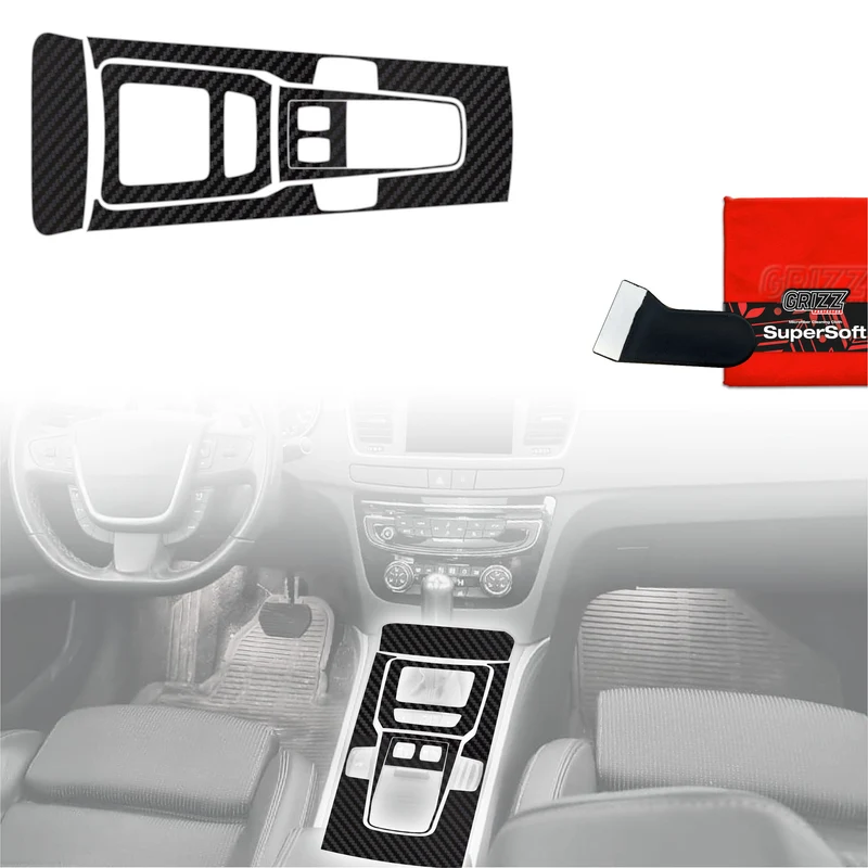 5in1 Schutzfolien Grizz Protector für Mittelkonsole - Peugeot 508 Automat (2010-2018) Carbon Optik Matt Antifingerprint