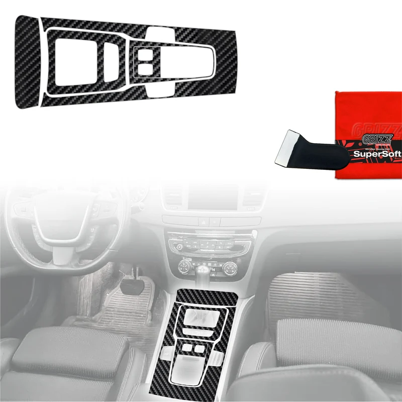 5in1 Schutzfolien Grizz Protector für Mittelkonsole - Peugeot 508 Automat (2010-2018) Carbon Optik Glanz