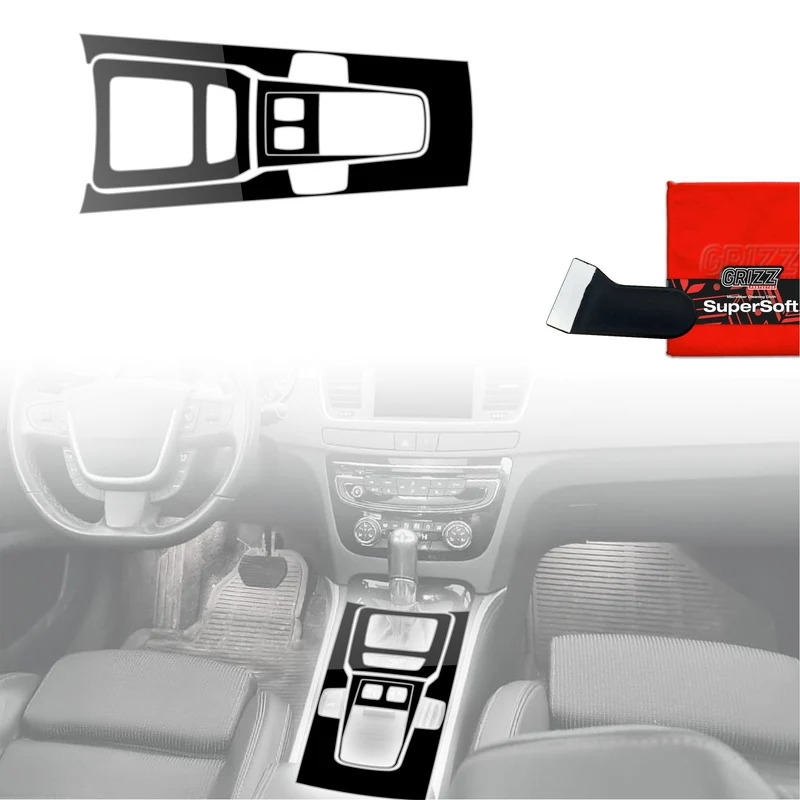 4in1 Schutzfolien Grizz Protector für Mittelkonsole - Peugeot 508 Manual (2010-2018) Schwarz Glanz
