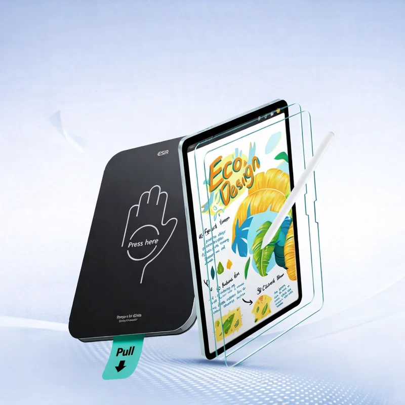 Gehärtetes Glas mit Positionierungsrahmen ESR Paper Feel für iPad Air 11" / 10.9" 2020-2026, Transparent