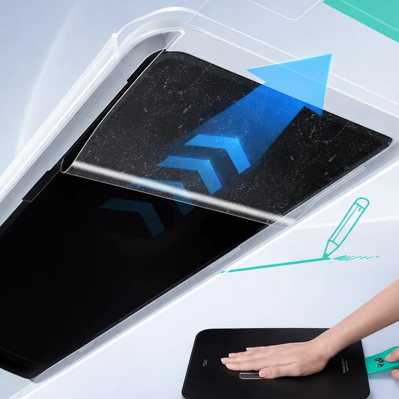 Gehärtetes Glas mit Positionierungsrahmen ESR Paper Feel für iPad Air 11" / 10.9" 2020-2026, Transparent