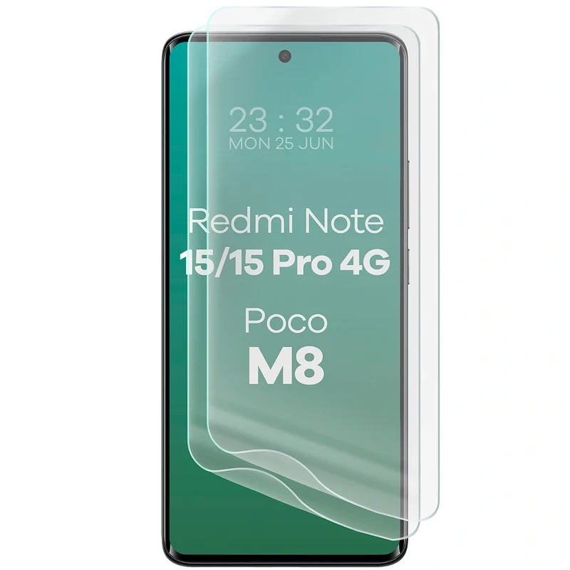 Hydrogel Folie für den Bildschirm für Xiaomi Redmi Note 15 / 15 Pro 4G / POCO M8 5G, Bizon Film Hydrogel Front Duo, 2 Stück