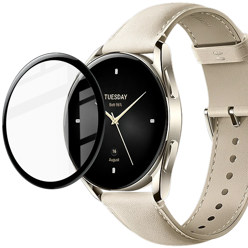 Gehärtetes Glas Bizon Glass Edge für Xiaomi Watch S2 42 mm, Schwarz