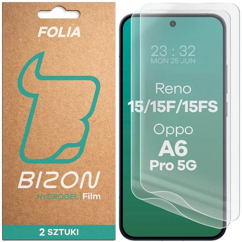 Hydrogel Folie für den Bildschirm für Oppo Reno 15 / 15 F / 15 FS / A6 Pro 5G, Bizon Film Hydrogel Front Duo, 2 Stück