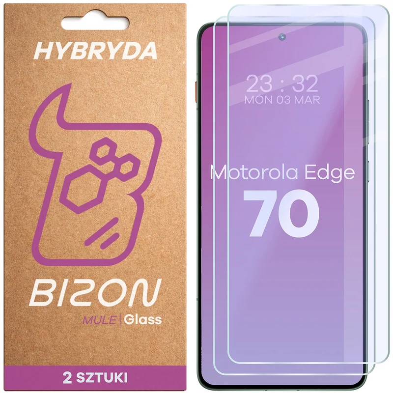 Flexibles Hybridglas für Motorola Edge 70, Bizon Hybrid Mule Duo, 2 Stück