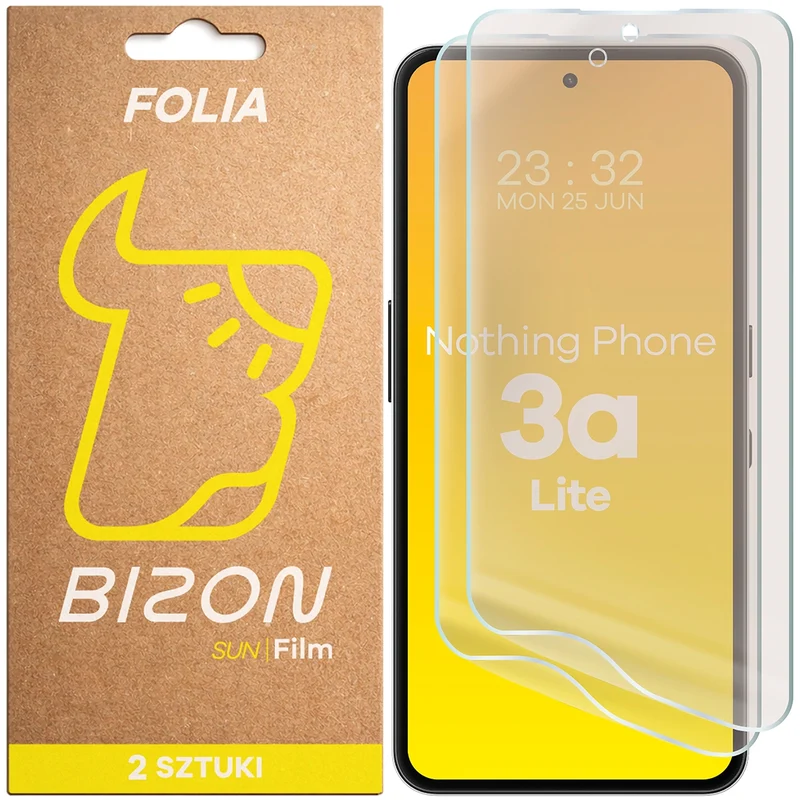 Matte Folie für Nothing Phone (3a) Lite, Bizon Film Sun Duo, 2 Stück