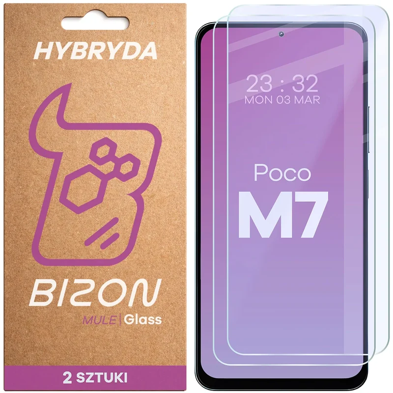 Flexibles Hybridglas für Xiaomi POCO M7 5G, Bizon Hybrid Mule Duo, 2 Stück