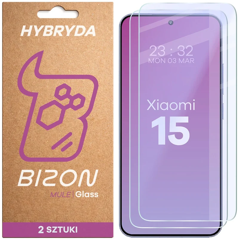 Flexibles Hybridglas für Xiaomi 15, Bizon Hybrid Mule Duo, 2 Stück