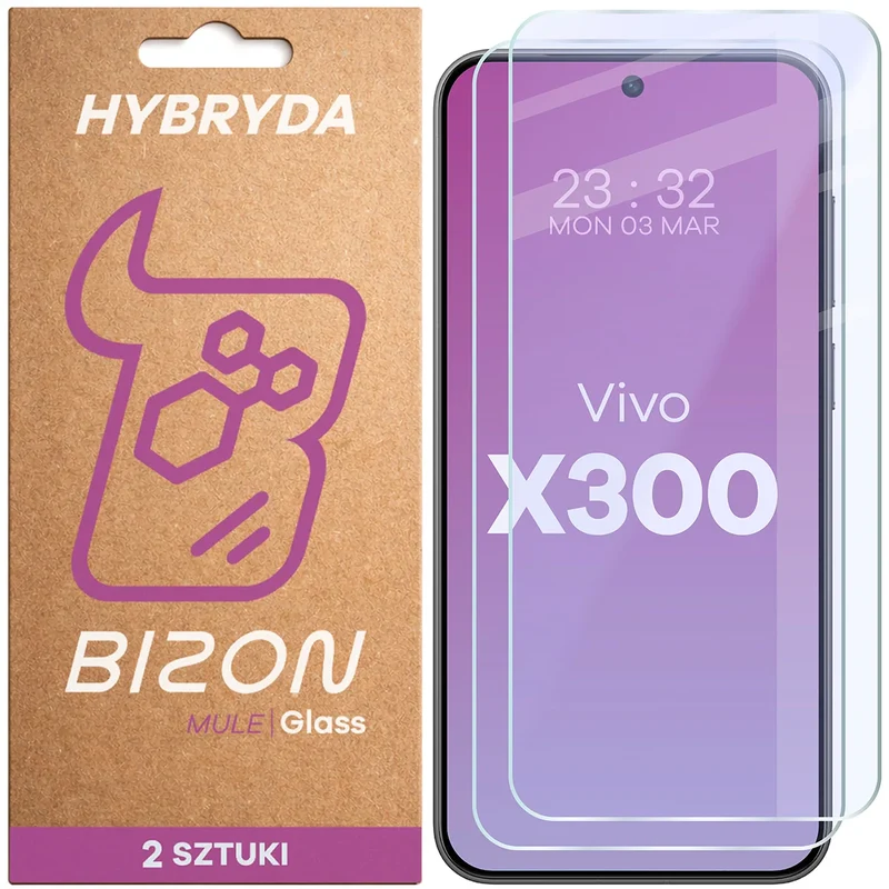 Flexibles Hybridglas für Vivo X300, Bizon Hybrid Mule Duo, 2 Stück