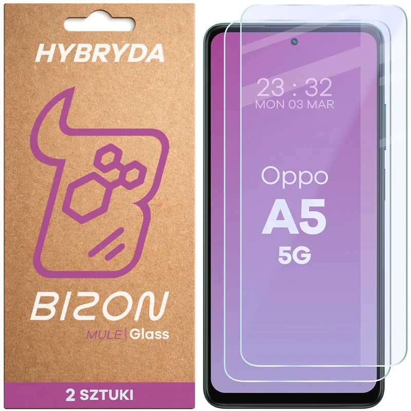 Flexibles Hybridglas für Oppo A5 5G, Bizon Hybrid Mule Duo, 2 Stück