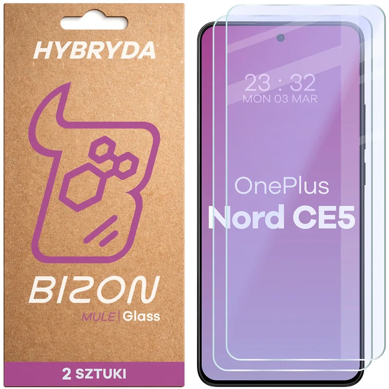 Flexibles Hybridglas für OnePlus Nord CE5 5G, Bizon Hybrid Mule Duo, 2 Stück