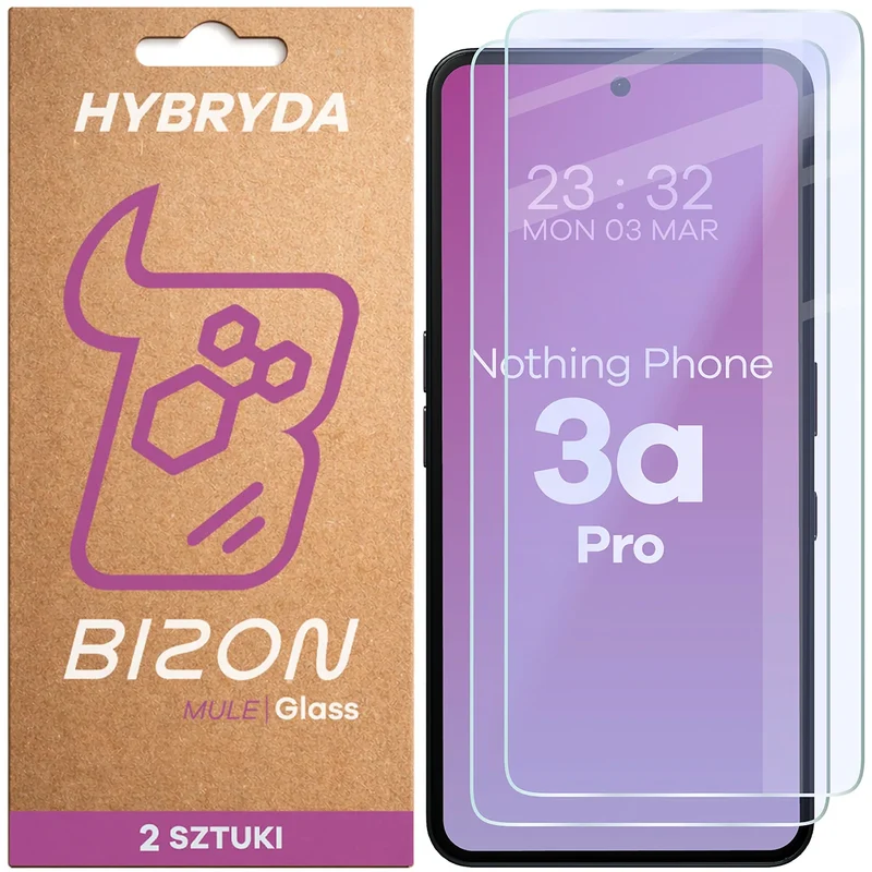 Flexibles Hybridglas für Nothing Phone (3a) Pro, Bizon Hybrid Mule Duo, 2 Stück