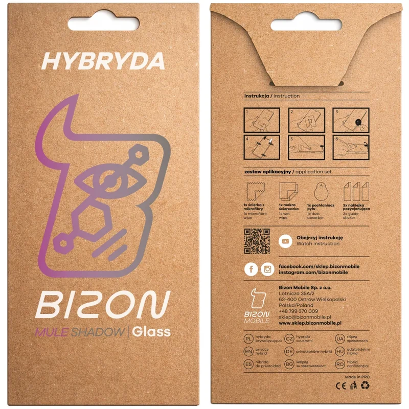 Hybridglas mit Privatschutzfilter für Oppo A6 Pro 5G, Bizon Hybrid Shadow, Matt